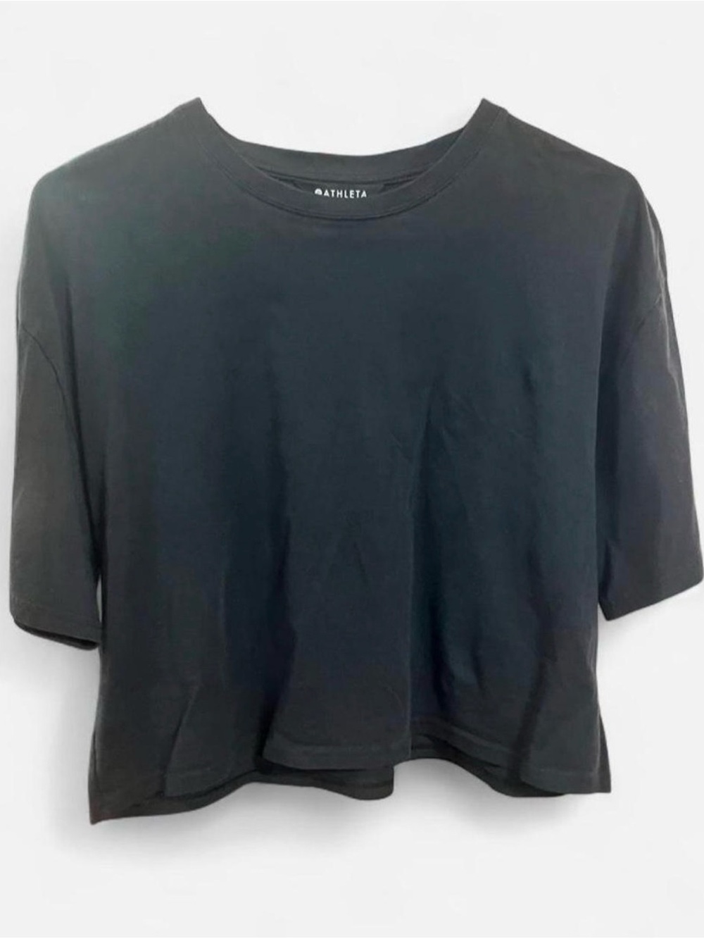 Athleta Black Cropped Crew Tee
